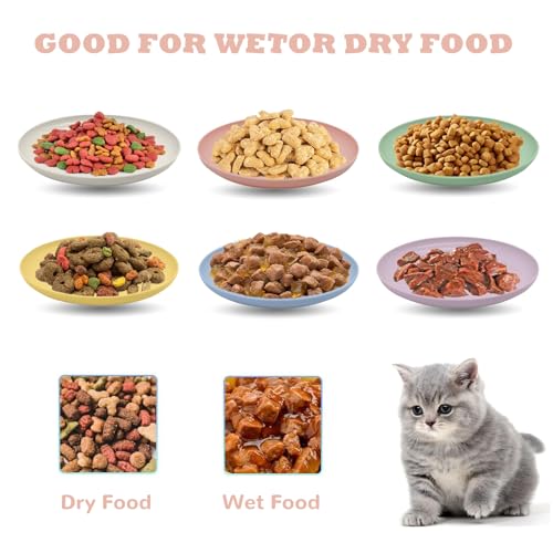XINGNA 12 Stück Katzennapf,Katzenschüssel,Katzennapf Flach,Fressnapf Katze Futternapf,Runden Katzenteller,Fressnapf Katze,Bunt Katzenfutter Napfset,Cat Plate für Kätzchen und kurzbeinige Katzen