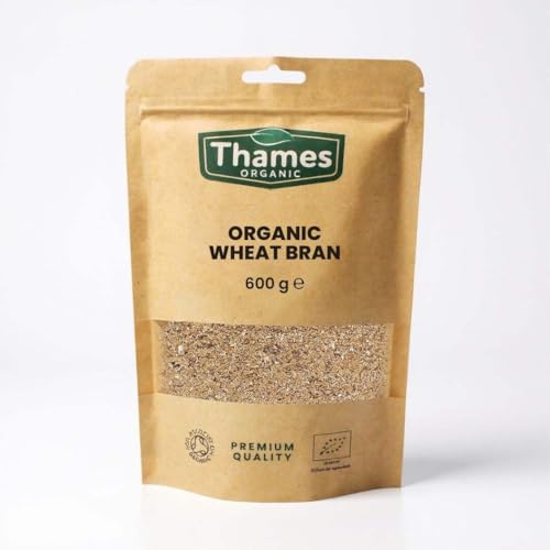 Organic Wheat Bran - No Additives No Preservatives Raw Vegan GMO Free Certified Organic - Perfect for Baking and Adding to Smoothies - Thames Organic 600g