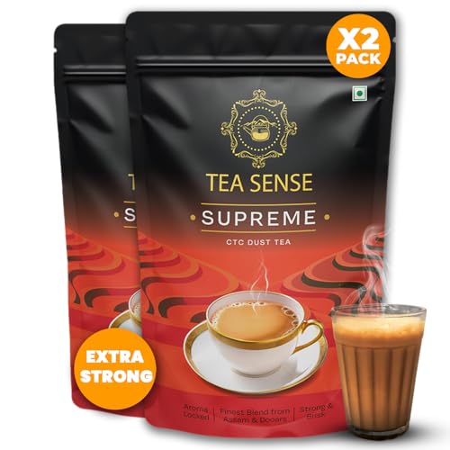 Image of TEA SENSE Supreme Dust Tea Powder | 250 g X 2 Pouch | Premium & Strong Assam Chai | Rich Flavour & Kadak Taste | Chaipatti