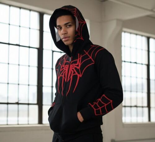 Image of EXOTIX Trendy Style Hoodie with Mask | Streetwear Oversized Pullover Sweatshirt | Winter Casual Wear for Men & Women | Unisex Black Superhero Hoodie for Boys & Girls