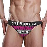 Breast Cancer Pink Ribbon I Am Not A Superwoman Men's Swim Briefs, Sexy Bikini Briefs Triangle Swimming Briefs Swimwear Swimsuit Swim Trunks Surf Shorts Trunks for Men Beach M