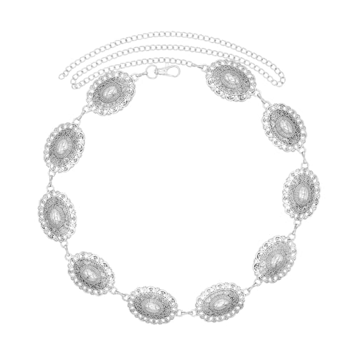 Chain Belt for Women Cowgirl Adjustable Concho Metal Belt for Concerts, Festivals, Cosplay3
