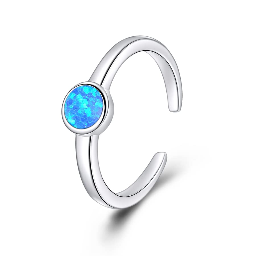 TIGER RIDERToe Ring For Women 925 Sterling Silver Moonstone/Opal/Larimar/Leaf Rings Girl Women Body Jewelry Midi Adjustable Toe Ring Gifts For Her