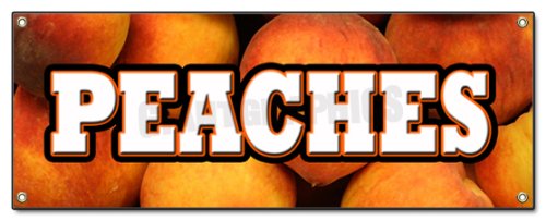 Peaches Banner Sign Peach Fruit Stand Market New Signs