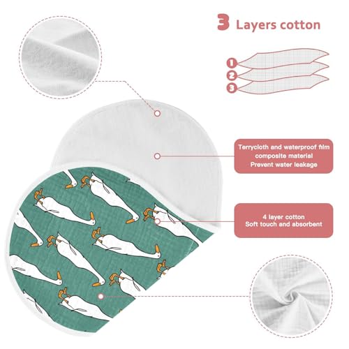 Muslin Burp Cloths for Baby Boys and Girls - 2-Pack Ultra Absorbent Cute Indian Runner Ducks Muslin Washcloths, Newborn Towel, Milk Spit Up Rags, Burp Cloth Bib for Unisex, 22 x 11 Inch3