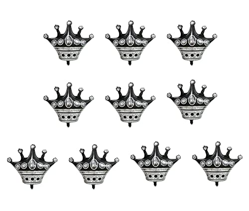 10 Pcs Jumbo Foil Crown Balloons Large 30 Inches Foil Helium Crown Balloons for Birthday Wedding Party Decorations (Black)