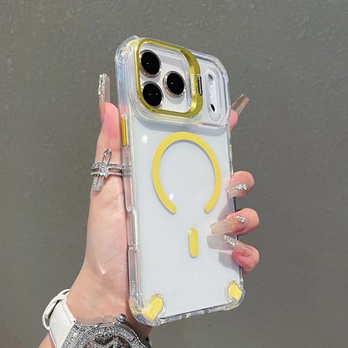 Coque magnétique transparente iPhone 14 Pro Max jaune silicone anti-choc