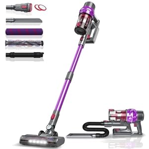Brocvas Akku Staubsauger kabellos, beutelloser Akkusauger (28kPa Starke Saugleistung) mit LED-Elektrobürste, 6 in 1…