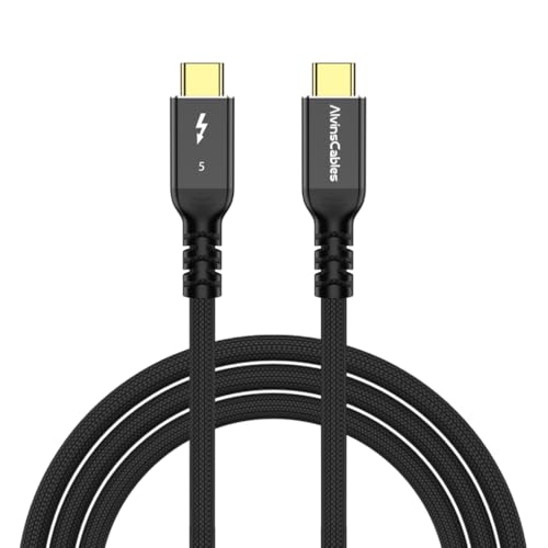 Alvin's Cables [Intel認証] Thunderbolt 5 ケーブル 120Gbps帯域幅・240W PD充電・16K 高リフレッシュレート対応 - USB-C to USB-C, Thunderbolt 4/3 & USB4 互換, MacBook/Windows/ドック/eGPU用 2M