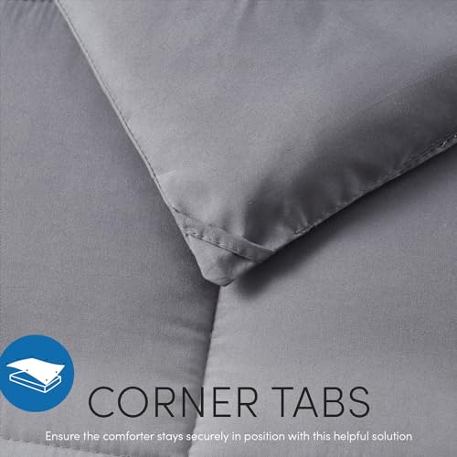 Hearth & Harbor Down Alternative Comforter - All Season Soft Quilted Twin Bed Comforter Duvet Insert with Corner Tabs - Twin Size Grey by Hearth & Harbor - Used condition - Image 4