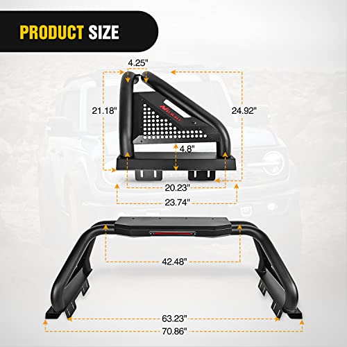 Image of Nilight Truck Bed Chase Rack Roll Bar for 2002-2023 Dodge Ram 1500 2014-2023 Chevrolet Silverado /GMC Sierra 1500 2015-2023 F150 2014-2023 Tundra 2016-2023 Tacoma Fits Full Size Trucks