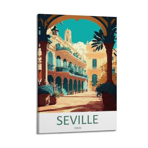 Poster Séville Espagne pour salon moderne avec vue sur cour andalouse