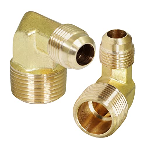Codo de latón de 90° Flare x macho Highcraft G49S-3812-5 de 3/8" OD x 1/2" MIP 3