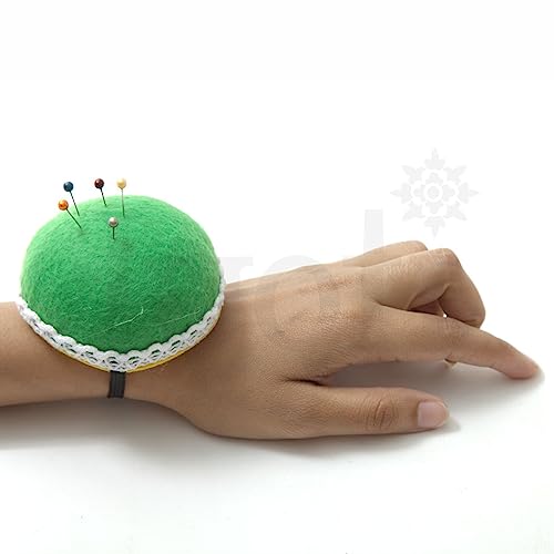 Image of Jyoti Pin Cushion - Wrist (Large), Hijab Pin Round Wearable Needle Wristband, Sewing, Crafting, Quilting, Cross Stitching, Needles & Pins, Pillow Pin Holder for Sewing DIY Handcraft Tools - Pack of 5