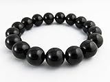 [GOLD STONE] モリオン 黒水晶 ブレスレット 12mm チベット産 天然石 パワーストーン モーリオン 天然クォーツ 鑑別済み 専用BOX付 内径 約17cm