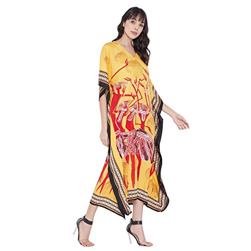Image of Oussum Women Long Maxi Plus Size Polyester Kaftan Gown, Womens Kaftan Dresses Lounge Resort Wear, Plus Size Kaftan