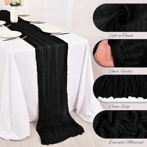 YJYQHYX 24 Pack Black Cheesecloth Table Runner 21.5×120 Inch by YJYQHYX - Used condition - Image 3