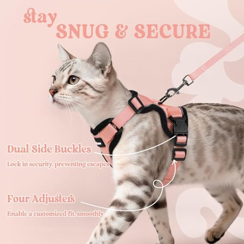 Image of rabbitgoo Cat Harness and Leash Set, Escape Proof Vest, Light Salmon Pink
