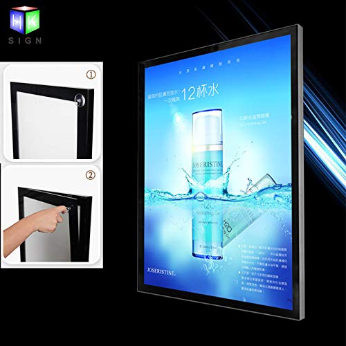 Hksign 27X40 Inch Wall Mounted Black Color Aluminum Magnetic Picture Frame Advertising Display Led Light Box Sign #TOP6