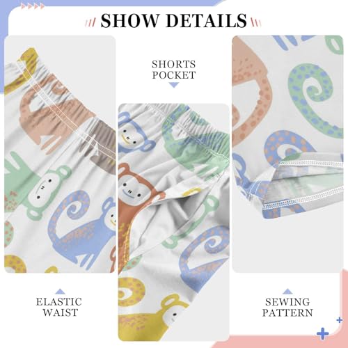 ZZXXB Colorful Monkey Boys Long Pants Soft Trousers Elastic Waist Kids Lounge Bottoms with Pockets S-XL4