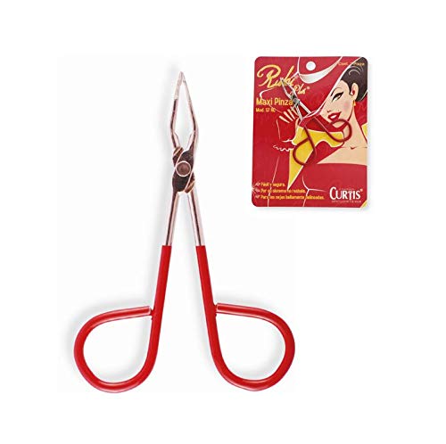 PROFESSIONAL Salon TWEEZERS with Easy Scissor Handle, The BEST PRECISION EYEBROW TWEEZERS Men/Women; PORTABLE Beauty Tools for Facial Hair, Ingrown Hair, Blackhead; Red 57RC; MADE IN MEXICO