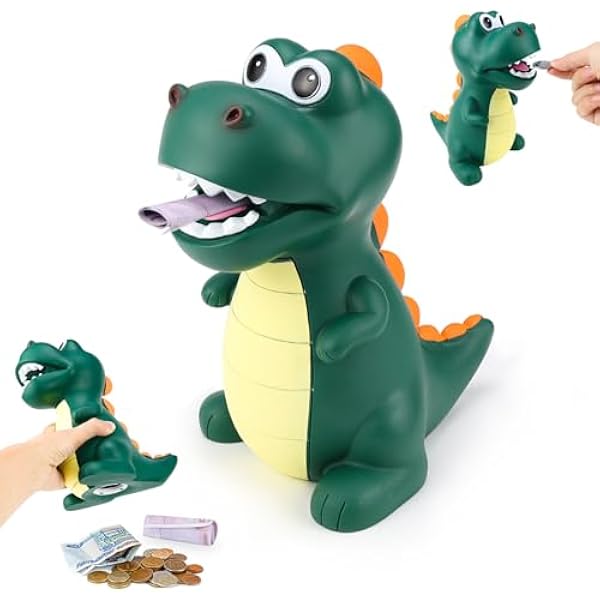 CHRI Dinozaurowa skarbonka dla dzieci Dino świnka oszczędnościowa dla chłopców i dziewczynek Dinozaur skarbonka z bezpiecznego materiału PVC do dekoracji, zabawki, prezent