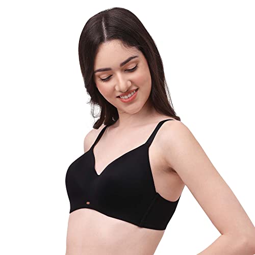 Image of SOIE Women's Full Coverage Padded Non-Wired Seamless T-Shirt Bra | Ultra Soft Nylon Spandex with Adjustable Straps, Side Support & Smooth Invisible Finish