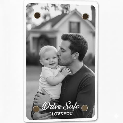 PERSONAL84 Drive Safe I Love You Visor Clip Car Picture Holder Sun Visor Photo Clip Acrylic Magnetic Photo Clip Car Picture Frame Magnetic Photo Frames Gifts for Boyfriend Dad