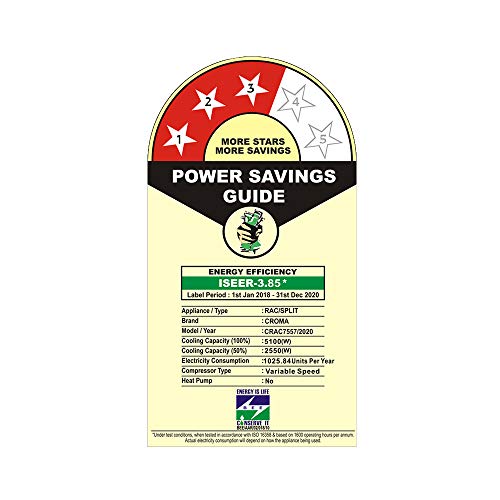 Image of CROMA Copper 3 Star Split Inverter AC with Installation (1.5 Ton, CRAC7557, White) with Free Installation