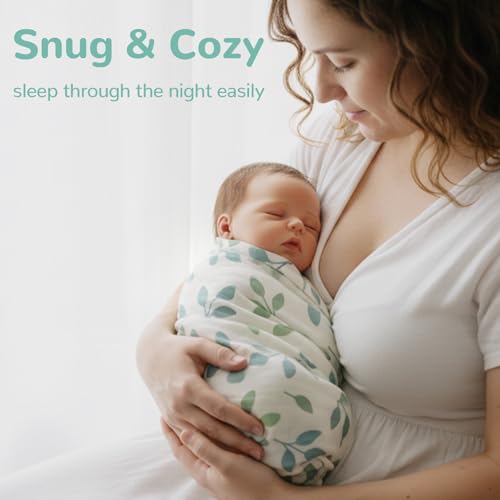 Image of HECCEI Muslin Baby Swaddle Blanket Bamboo Cotton 47 x 47 Inches | Soft Breathable Receiving Blanket Swaddles for Newborn Registry Gift for Baby Showers