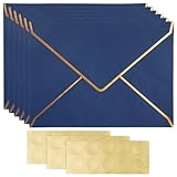 20 Stück Luxuriöse Kuvert V-Klappe Briefumschläge,18,3x13,3 cm Einladungumschläge,Goldfolienrand Luxuriöse Kuvert,V-Klappe Briefumschläge für Hochzeitseinladungen,Geschäftseinladungen und Grußkarten
