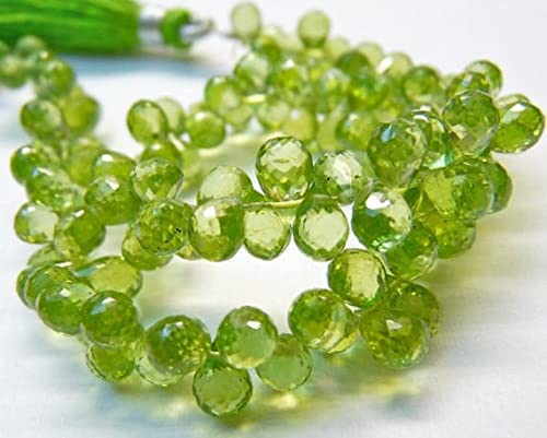 Péridot Vert AA en Perles Gouttes Facettées pour Création Bijoux Haut de Gamme