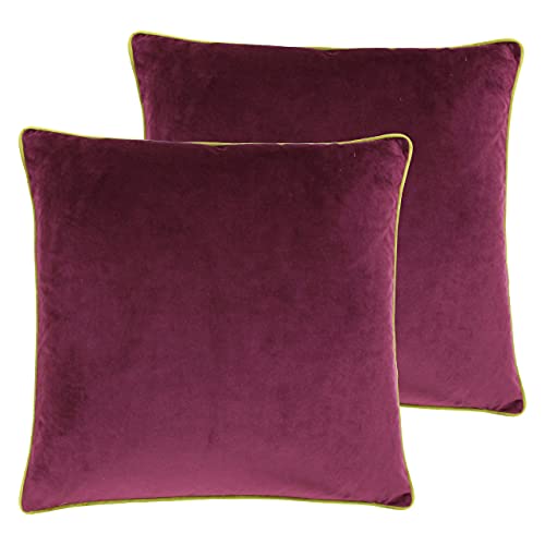 Paoletti Meridian Feather Filled Cushions (Twin Pack), Polyester, Maroon/Moss