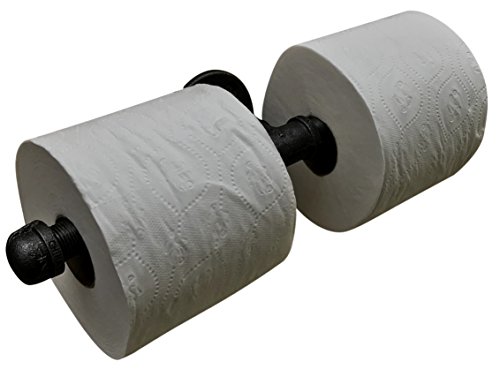 Industrial Pipe Multi Roll Toilet Paper Tissue Holder By Diy Cartel - Black Iron - Commercial / Heavy Duty - Style: Modern, Vintage, Rustic, Steampunk, And Farmhouse Furniture / Decor (2 Roll Holder) #TOP6