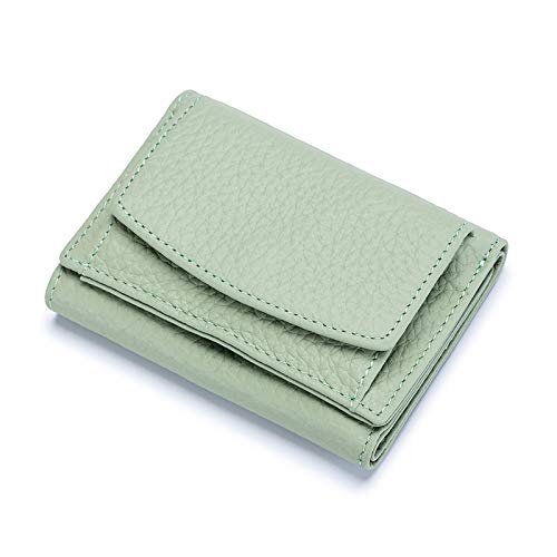 FORRICA Portefeuille Femme Petit Blocage RFID Porte Monnaie Cuir Vachette Léger Compact Porte Cartes Court Portefeuilles Filles Poche à Monnaie Vert A