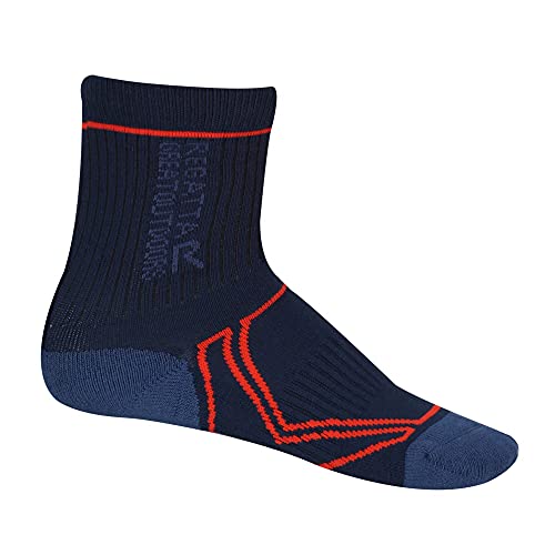 Regatta Kids 2 Season Coolmax Trek & Trail Socks Navy/Amber Glow 3-5.5