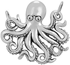 Sterling Silver Octopus Charm Pendant (25 x 30 mm)