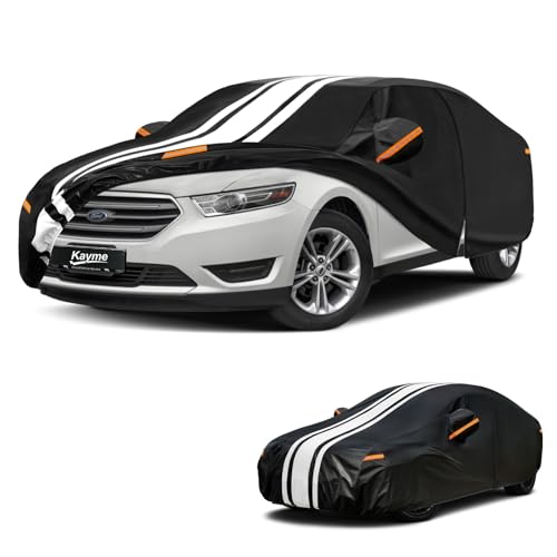 Image of Kayme Heavy Duty Car Cover for Ford Taurus (1991-2026) Waterproof | Gift with Tape /Towel /Bag, Outdoor Full Exterior Cover Rain Snow Sun UV Protection, Soft Cotton Inner Protect Vehicle Paint
