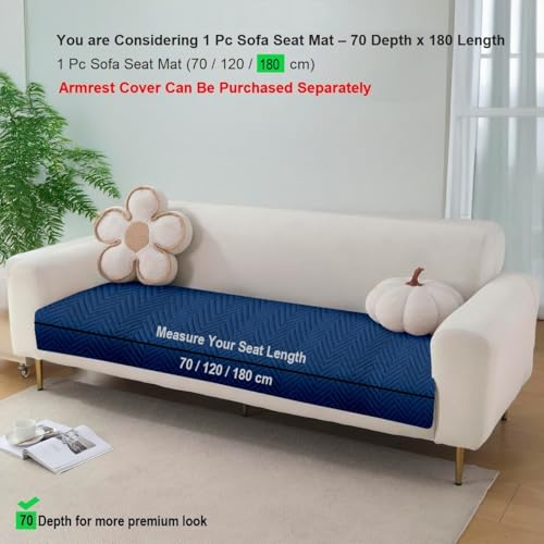 Image of Amazon Basics - Velvet Quilted Make Your Own Sofa Cover | 3 Seater | Multi-Layered Fabric | 180cm x 70cm | 350 GSM | Color - Navy Blue