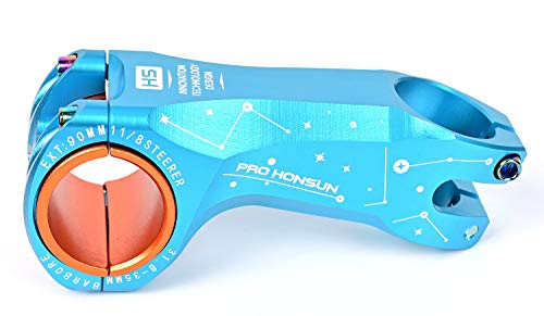 HONSUN Bike Stem Bike 3D geschmiedete Alu Stem Bicycle Riser Stem MTB Rennrad 31,8/35 mm -17 Grad 90 mm Bike Lenker Stem Fahrrad Stem (Blau) Cover