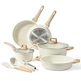 CAROTE Juego de Sartenes Antiadherentes, Sartenes Induccion 24cm/28cm, Ollas 18cm/28cm(1,7/6,3L), Cacerola 28cm(3,8L), Bateria de Cocina con Tapas, Espátula, Cuchara, Pinzas