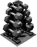 Fitvids 50LB Colored Neoprene Coated Dumbbell Set with Stand 5, 8, 12 lbs Pairs