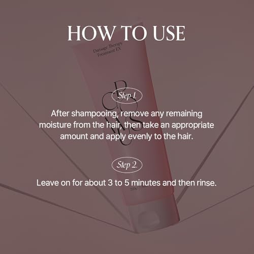 GROWUS Damage Therapy Protein Hair Treatment 7.43 fl oz | Repair & Hydrate for Dry, Brittle Hair | Creamy Deep Conditioner with Bulgarian Rose Musk Scent | Paraben & Sulfate Free | K-Beauty