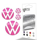 IPG Decal Made for VW 2021 Passat Polo Tiguan Golf Rear/Front Emblem Logo Decals Stickers Set (4 Units) (Gloss Pink)