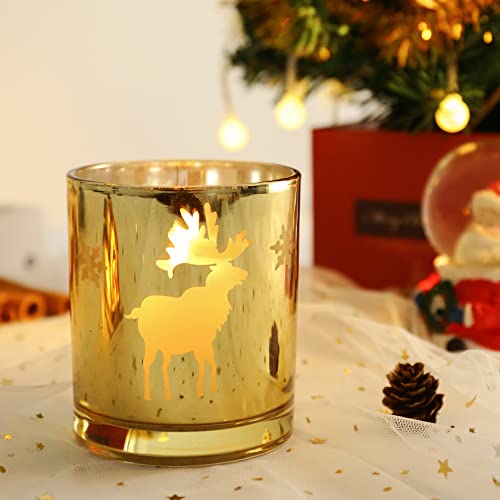 Diamond Star Christmas Votive Candle Holders Glass Tealight Candle Holder Set Of 4 For Home Decor (3.5" X 4") #TOP2
