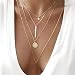 Produktbild Anglacesmade Bohemia Layered Choker Halskette Stern Choker Goldmünze Halskette Bar Anhänger Halskette Lariat Y Halskette für Frauen und Mädchen