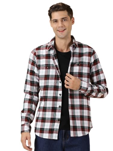 Image of Thomas Scott Men's | Checks | Full Sleeve | Regular Fit | 100% Cotton | Double Pocket | Spread Collar | Casual Shirt
