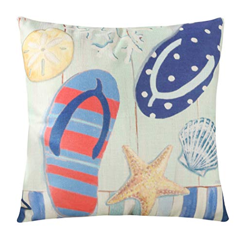 famibay Decorative Pillow Cover Ocean Park Theme Square Cotton Linen Throw Pillow Case Cushion Cover 18 x 18 (Starfish Beach)