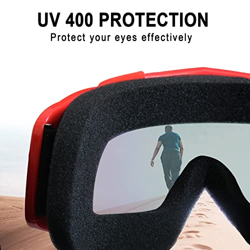 Shutuan Motorcycle Goggles Motocross Dirt Bike Goggles Atv Goggles For Adults Riding Goggles Uv 400 Offroad Goggles Mx Racing Helmet Goggles For Men Women Youth Kids (Red Frame+Color Lens) #TOP3