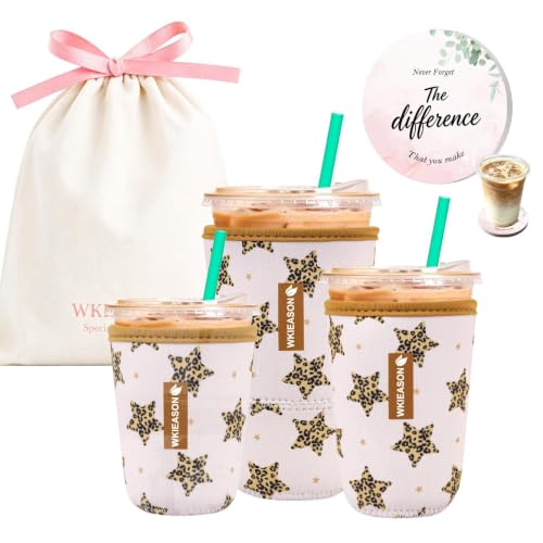 Image of WKIEASON Iced Coffee Sleeve Teacher Cup Sleeve & Ceramic Coaster Gift Set